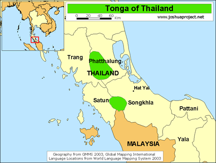 Map of Tonga, Ten'edn in Thailand