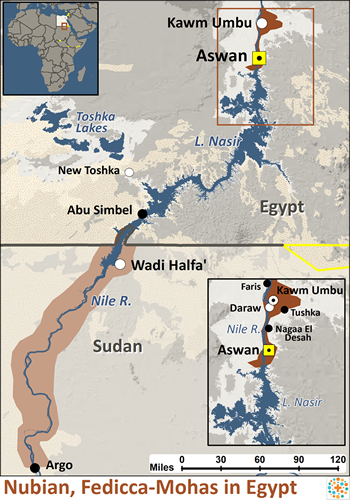 Map of Nubian, Fedicca-Mohas in Egypt