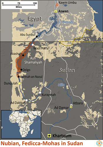 Map of Nubian, Fedicca-Mohas in Sudan