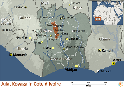 Map of Koyaga in Côte d'Ivoire