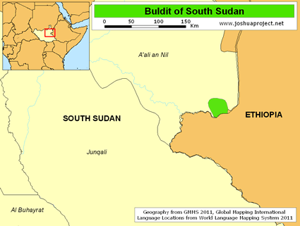 Map of Buldit in South Sudan