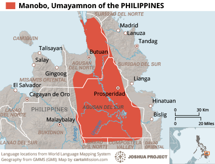 Map of Manobo, Umayamnon in Philippines