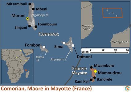 Map of Comorian, Maore in Mayotte