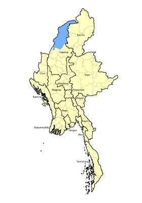 Map of Naga, Long Phuri in Myanmar (Burma)