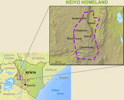 Map of Kalenjin, Keiyo in Kenya