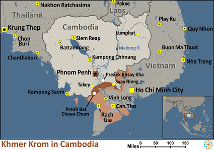 Map of Khmer Krom in Cambodia