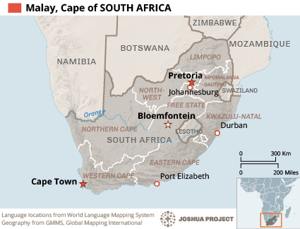 Map of Malay, Cape in South Africa