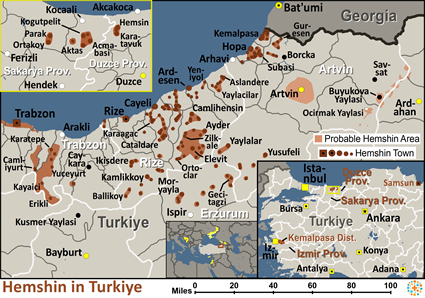 Map of Hemshin in Türkiye (Turkey)