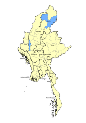 Map of Yaw in Myanmar (Burma)