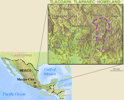 Map of Tlapaneco, Tlacoapa in Mexico