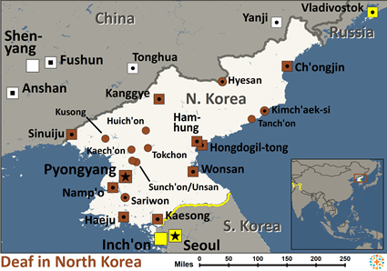 Map of Deaf in Korea, North