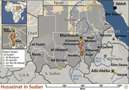 Map of Husseinat in Sudan