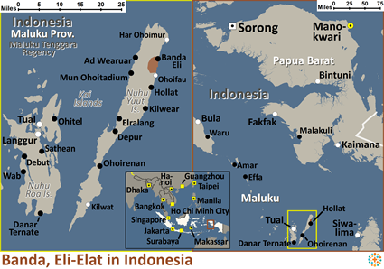 Map of Banda, Eli-Elat in Indonesia