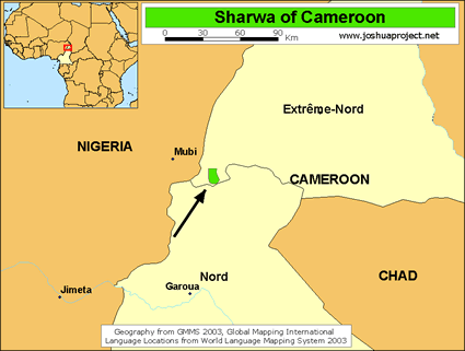 Map of Sharwa in Cameroon