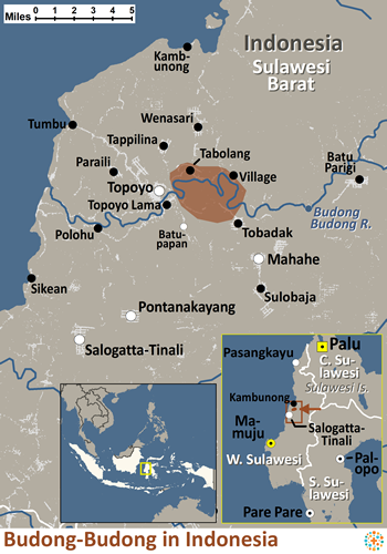 Map of Budong-Budong, Tangkou in Indonesia