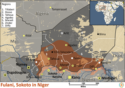 Map of Fulani, Central-Eastern in Niger
