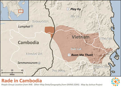 Map of Rade in Cambodia