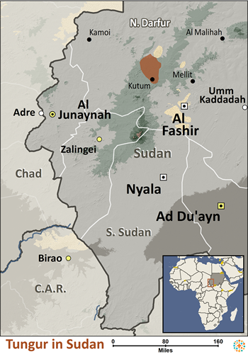 Map of Tungur in Sudan