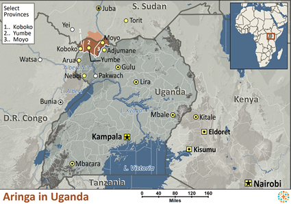 Map of Aringa in Uganda