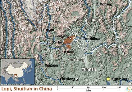 Map of Lopi, Shuitian in China