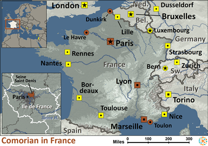 Map of Comorian, other in France