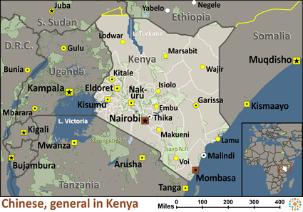 Map of Chinese, general in Kenya