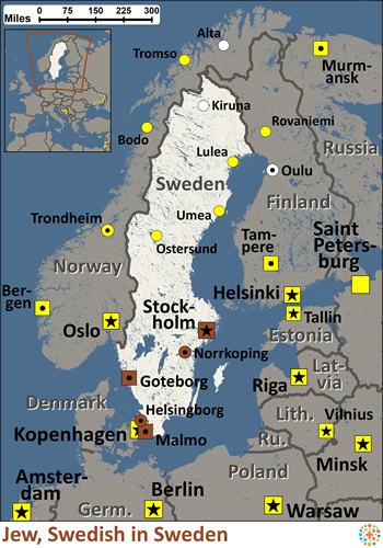 Map of Jewish, Swedish in Sweden