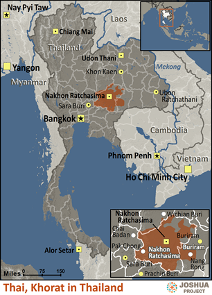 Map of Thai, Khorat in Thailand