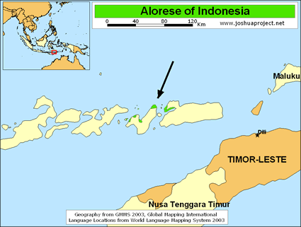 Map of Alorese in Indonesia