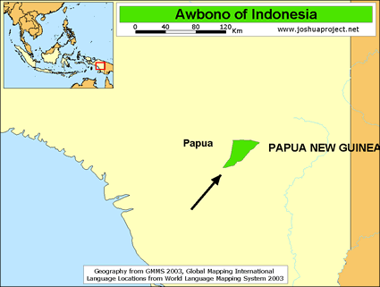 Map of Awbono in Indonesia