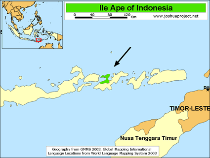 Map of Ile Ape in Indonesia