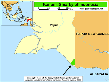 Map of Kanum, Smarky in Indonesia