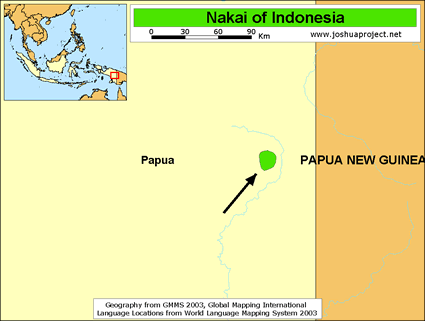 Map of Nakai in Indonesia