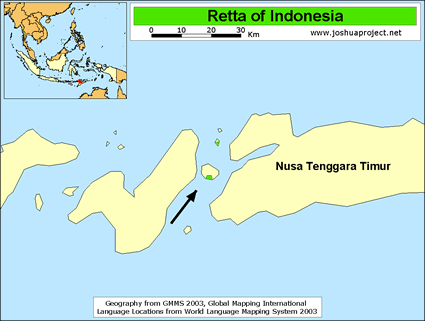 Map of Retta in Indonesia