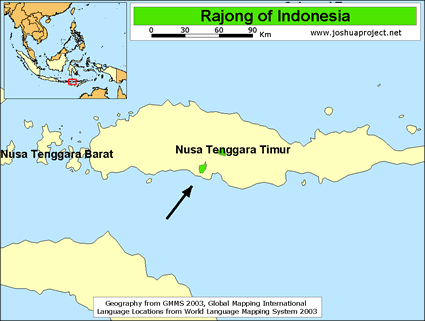 Map of Rajong in Indonesia