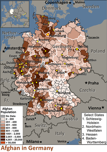 Map of Afghani, general in Germany