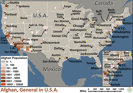 Map of Afghani, general in United States