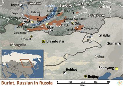 Map of Buriat, Russian in Russia