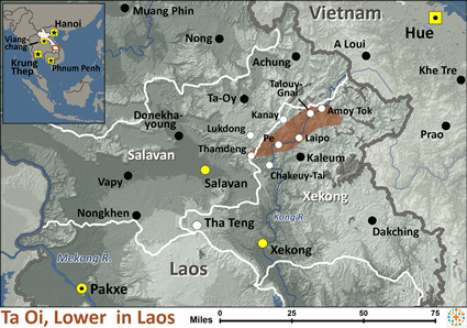Map of Ta Oi, Lower in Laos