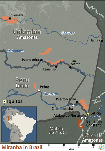 Map of Miranha in Brazil