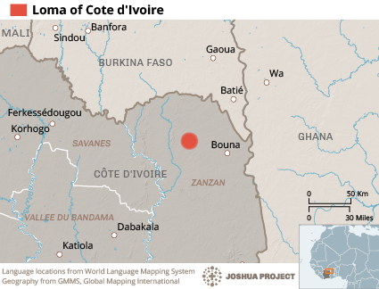 Map of Loma in Côte d'Ivoire