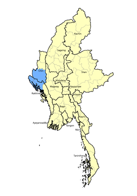 Map of Mro-Khimi in Myanmar (Burma)