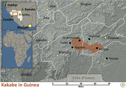 Map of Kakabe in Guinea