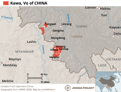 Map of Kawa in Myanmar (Burma)