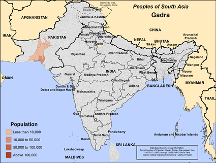 Map of Gadra in Pakistan