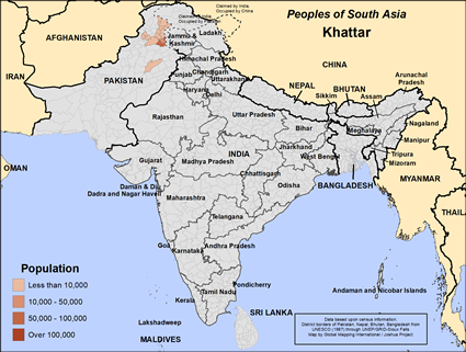 Map of Khattar in Pakistan