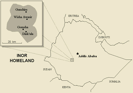 Map of Gurage, Inor in Ethiopia