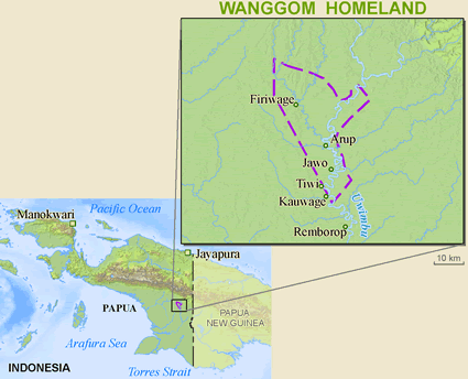 Map of Wanggom in Indonesia