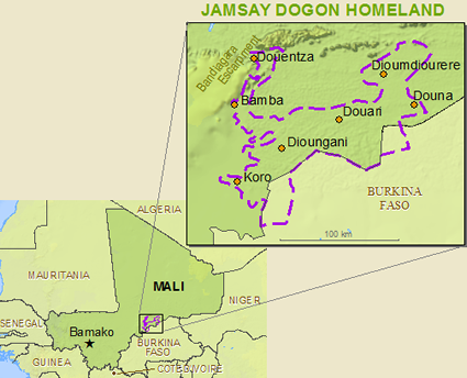 Map of Dogon, Jamsay in Mali