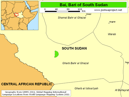 Map of Bai, Bari in South Sudan